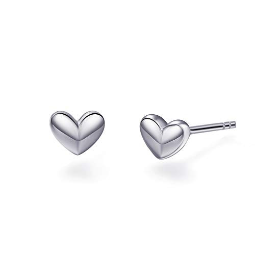 S.Leaf Tiny Heart Stud Earrings Sterling Silver Love Heart Stud Earrings Dainty Earrings