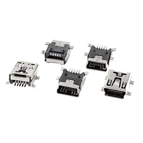 uxcell 5 Pcs Mini USB Type B Female Port 5-Pin 180 Degree SMD SMT PCB Jack Socket