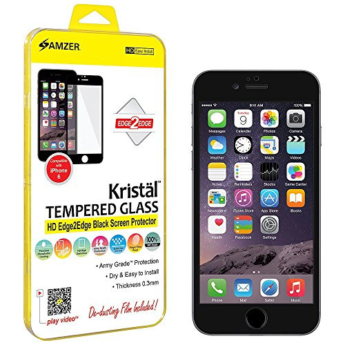 Amzer Kristal Edge2Edge Tempered Glass HD Black Screen Protector Shield for Apple iPhone 6, iPhone 6s - Retail Packaging - Clear Amzer Kristal Edge2Edge Tempered Glass HD Black Screen Protector Shield for Apple iPhone 6, iPhone 6s - Retail Packaging - Clear