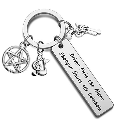 G-Ahora Supernatural TV Show Keychain Driver Picks The Music Shuts His Cakehole Funny Gift for Supernatural Fans