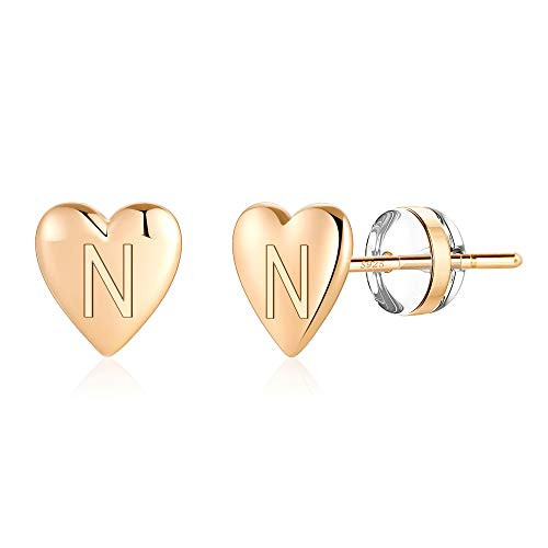 Gold Heart Initial Earrings for Girls S925 Sterling Silver Post Gold Stud Earrings Small Letter N Initial Hypoallergenic Earrings for Women Jewelry Gifts Toddler Kids Earrings for Girls Teens Gold Heart Initial Earrings for Girls S925 Sterling Silver Post Gold Stud Earrings Small Letter N Initial Hypoallergenic Earrings for Women Jewelry Gifts Toddler Kids Earrings for Girls Teens