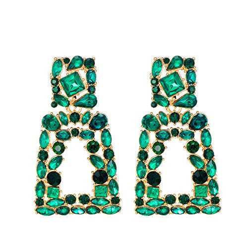 Crystal Rectangle Dangle Earrings for Women Rhinestone Geometric Drop Statement Earrings KELMALL COLLECTION