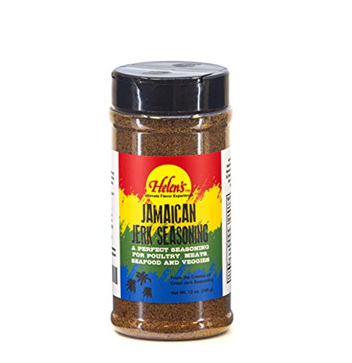 Helens Tropical-Exotics Jerk Seasoning - 12 Ounce Shaker - Ultimate BBQ Caribbean Jamaican Jerk Seasoning Dry Rub for Chicken Meats Seafood and Vegetables - Made in the USA Helens Tropical-Exotics Jerk Seasoning - 12 Ounce Shaker - Ultimate BBQ Caribbean Jamaican Jerk Seasoning Dry Rub for Chicken Meats Seafood and Vegetables - Made in the USA