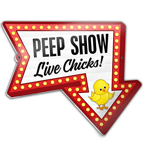 Bigtime Signs PVC Chicken Coop Sign - Peep Show Live Chicks - Hen House  and  Rooster Shelter Plaque - Funny Coop Farm Home Outdoor Decorations - Gamefowl Barn Shed Accessories  and  Decor