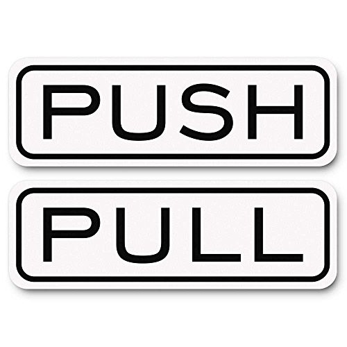 Classic Horizontal Push Pull Door Sign  White  - Small