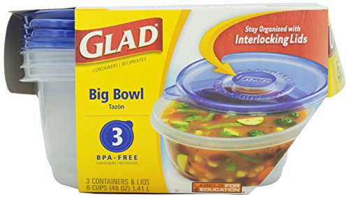 Glad Ware Big Bowl Containers with Lids, Round Size, 3 ct