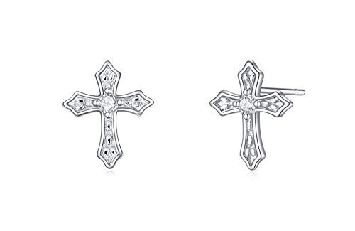 925 Sterling Silver Cross Stud Earrings for Women Teen Girls 925 Sterling Silver Cross Stud Earrings for Women Teen Girls