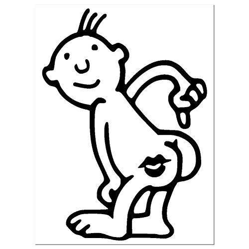 Kiss My Ass Man Stick Figure Vinyl Decal Sticker Kiss My Butt Sticker Lips On Butt Pointing to ass Car Laptop Decal Sticker - Many Colors and Sizes to Choose From