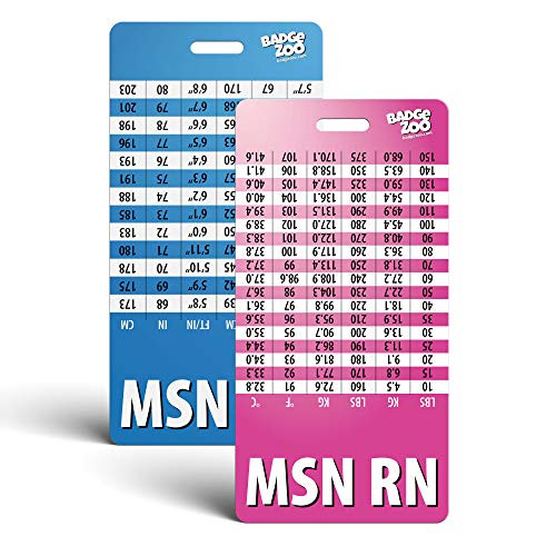 MSN RN Badge Buddy Pink Blue Vertical Heavy Duty with Conversion Table Identification Card - by BadgeZoo