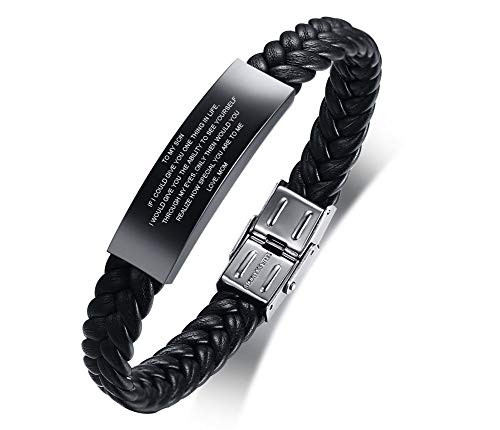 MEALGUET to My Son Love Message Engraved Braided Leather Son Bracelets for Son from Mom Dad Son Jewelry for Birthday Christmas Graduation Gift MEALGUET to My Son Love Message Engraved Braided Leather Son Bracelets for Son from Mom Dad Son Jewelry for Birthday Christmas Graduation Gift