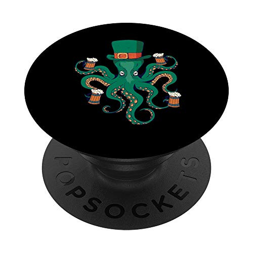 St Patricks Day - Funny Beer Octopus PopSockets PopGrip Swappable Grip for Phones  and  Tablets