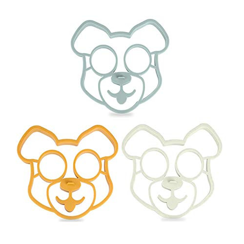 Tvoip 3PCS Fried Egg Mold Ring Pancake Cooker Nonstick Funny Side Up Silicone Egg Mold  Puppy