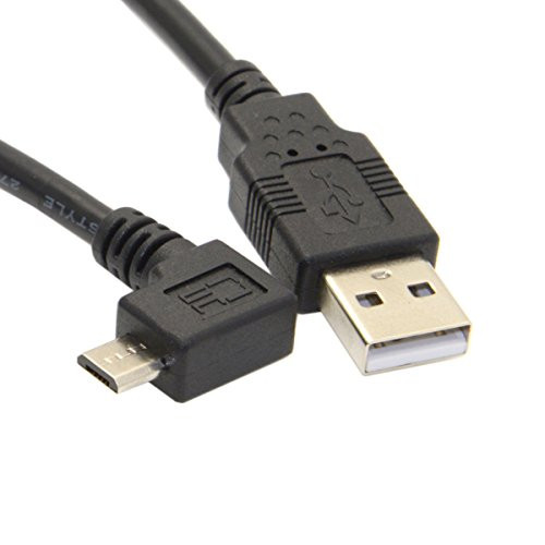 Cablecc 5m 16ft Left Angled 90 Degree Micro USB Male to USB 2.0 Data Charge Cable for Cell Phone & Tablet