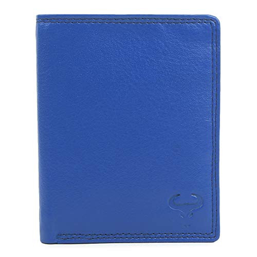 Minimalist Wallets for Men Genuine Leather Wallets Mens RFID Blocking Mens Wallet Front Pocket Wallet Slim Vertical Wallet Real Leather Mens Wallet Bifold Purse Credit Card Holder - Blue