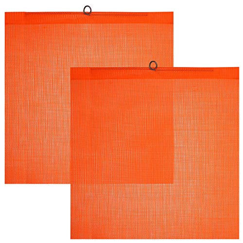 2 Pieces 18 x 18 Inch Safety Flags with Wire Loop Mesh Safety Flag Warning Flag Trailer Safety Flag for Truck and Pedestrian Crossings  Orange-red