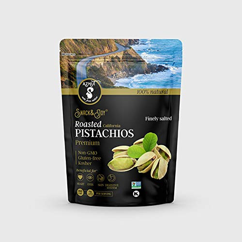 AZNUT Roasted Lightly Salted Pistachios California Grown Delicious Fresh wonderful pistachios100 percent Natural Premium Quality Non-GMO Certified Kosher Certified Resealable Bag 1 LB
