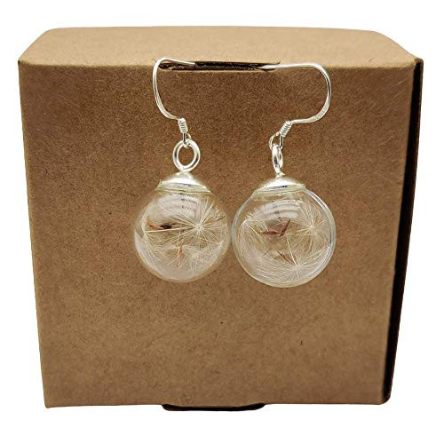 a Pair Dandelion Real Flower Make a Wish 925 Sterling Silver Drop Earrings a Pair Dandelion Real Flower Make a Wish 925 Sterling Silver Drop Earrings