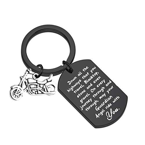 Biker Keychain Motorcycle Gift Ride Safe Keychain May Your Guardian Angel Ride with You New Driver Gift for Biker Black Biker Keychain Motorcycle Gift Ride Safe Keychain May Your Guardian Angel Ride with You New Driver Gift for Biker Black