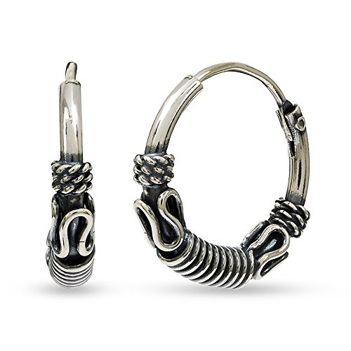 LeCalla Sterling Silver Jewelry SMALL Bali Endless Hoop Earrings for Cartilage Nose Lips Teen Girl Women Men LeCalla Sterling Silver Jewelry SMALL Bali Endless Hoop Earrings for Cartilage Nose Lips Teen Girl Women Men