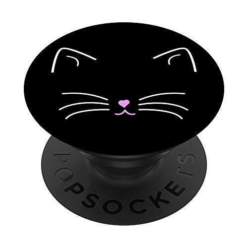 Cute White Cat Ears mouth  and  Whiskers - cat lover gift PopSockets Grip and Stand for Phones and Tablets