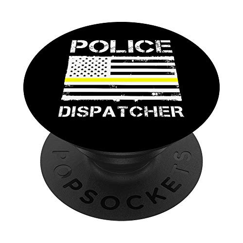 Police Dispatcher First Responder Thin Yellow Line US Flag PopSockets PopGrip Swappable Grip for Phones  and  Tablets