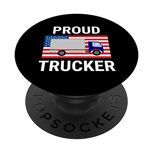 Proud Trucker USA Flag Gift Truck Driver American Flag PopSockets Grip and Stand for Phones and Tablets