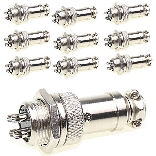 Aviation Plug Connector 10 Pairs Male Female Panel Metal Wire Connector 16mm Socket (4 Pins 10-Pack)