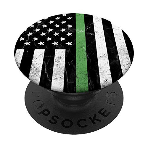 Thin Green Line USA American Flag Military Gift PopSockets Grip and Stand for Phones and Tablets