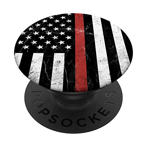 Thin Red Line USA American Flag Firefighter Gift PopSockets Grip and Stand for Phones and Tablets