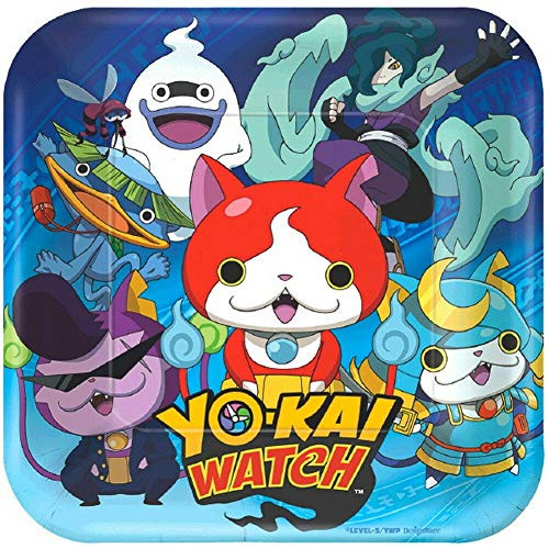 Amscan 541740 Yo-Kai Watch Square Plates 7 inch Party Favor Multicolor One Size
