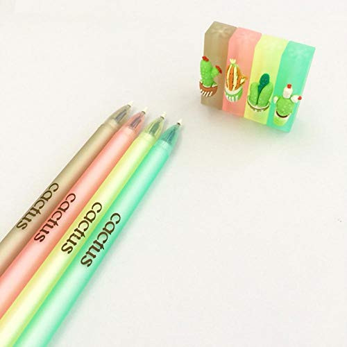 2X Cactus Love Gel Pen Silicone Rollerball Pen School Office Supply Kids Gift Student Stationery 0.5mm Black Ink