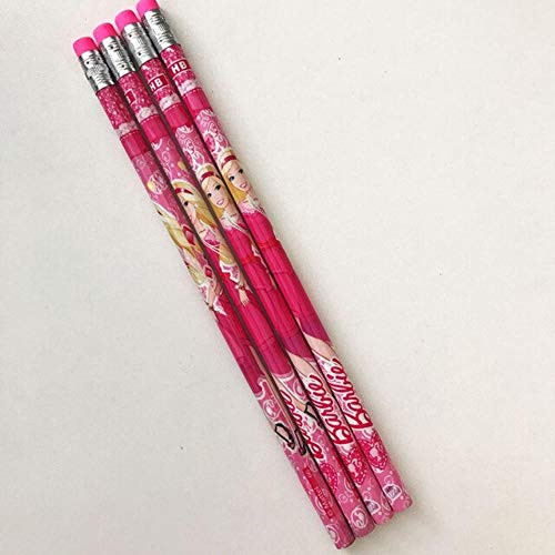 4pcs  Set Kawaii Cute Princess Girl Doll HB Standard Wooden Pencil Writing Drawing Pencil School Supply Stationery  Pink