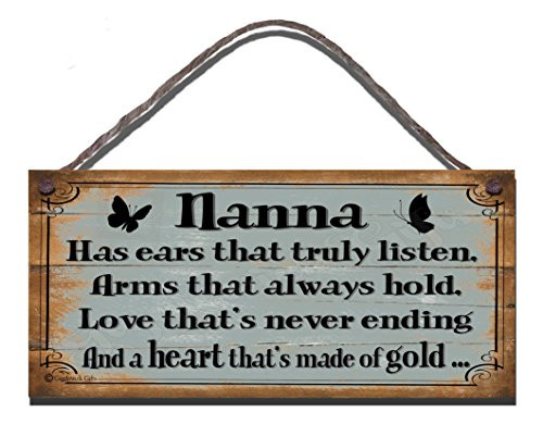 Gigglewick Gifts Shabby Chic Wooden Funny Sign Wall Plaque Nanna Has Ears That Truly Listen Arms That Always Hold Love Thats Never Ending and A Heart Thats Made of Gold Gigglewick Gifts Shabby Chic Wooden Funny Sign Wall Plaque Nanna Has Ears That Truly Listen Arms That Always Hold Love Thats Never Ending and A Heart Thats Made of Gold