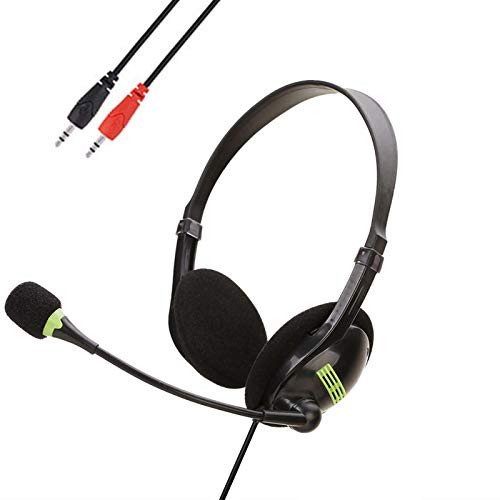 FAMKIT Computer Headset Dual 3.5mm Headset with Microphone On-Ear Headphone with Mic Switch Volume Control for Desktop PC Laptop