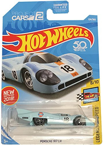 Hot Wheels 2018 50th Anniversary Legends of Speed Porsche 917 LH 124/365, Light Blue