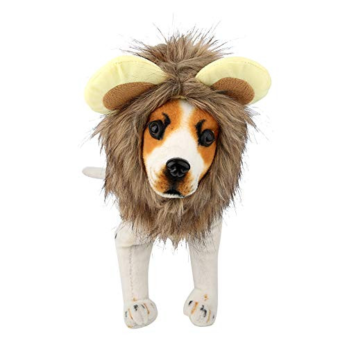 Haokaini Pet Costume Cosplay Lion Mane Wig Cap Hat for Pet Cat Halloween Xmas Clothes Cute Dress with Ears Autumn Winter