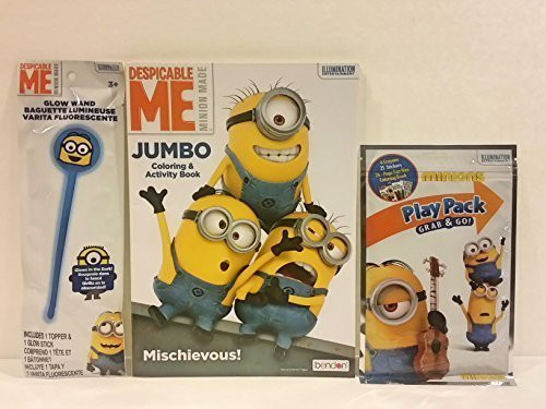 Minions Despicable ME Jumbo Coloring and Activity Book plus Play Pack Grab and Go - Includes Coloring Book Crayons and Stickers and Glow Wand Gift Bundle Minions Despicable ME Jumbo Coloring and Activity Book plus Play Pack Grab and Go - Includes Coloring Book Crayons and Stickers and Glow Wand Gift Bundle