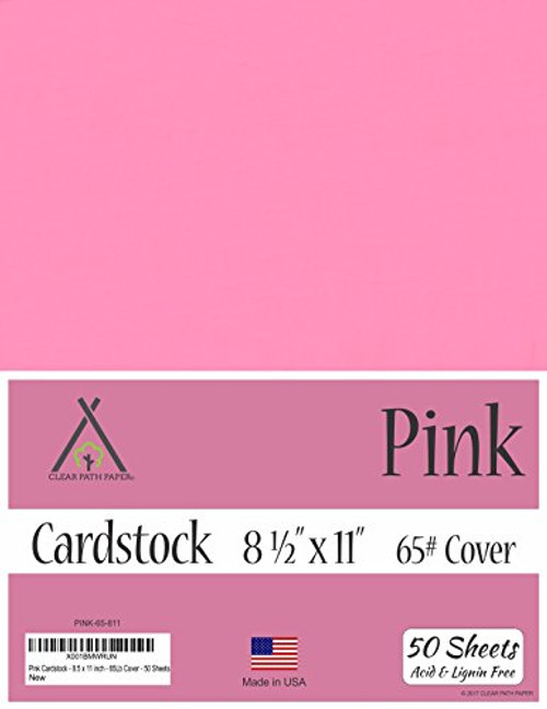 Pink Cardstock - 8.5 x 11 inch - 65Lb Cover - 50 Sheets