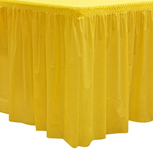 Party Essentials Heavy Duty Plastic Table Skirt, 29" x 14', Harvest Yellow