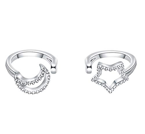 S925 Sterling Silver Star and Moon Non Piercing Ear Clip Cuff Wrap Earrings