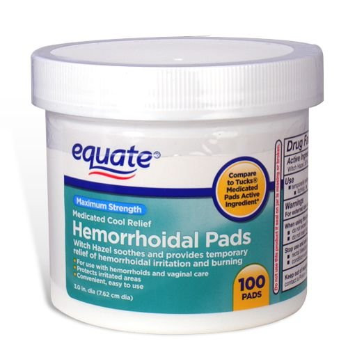 Equate - Hygienic Cleansing Pads Hemorrhoidal Vaginal Medicated Pads 100 Pads