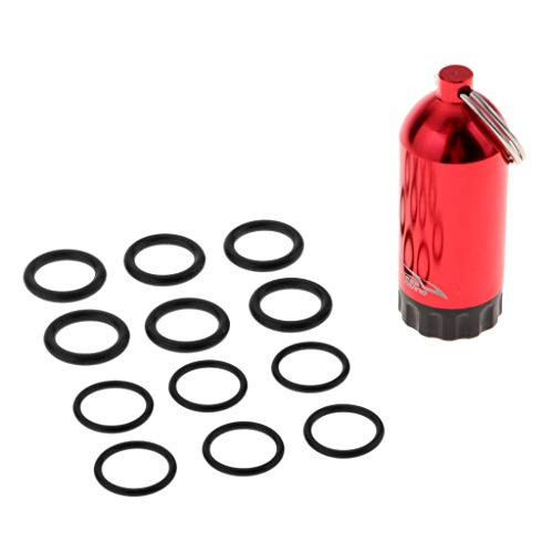 CUTICATE Portable Scuba Diving Repair Kit Mini Aluminum Alloy Dive Tank with 12pcs O-Rings and Brass Pick - Red