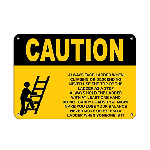 Caution Ladder Safety Instructio?ns LABEL DECAL STICKER Sticks to Any Surface 10x7