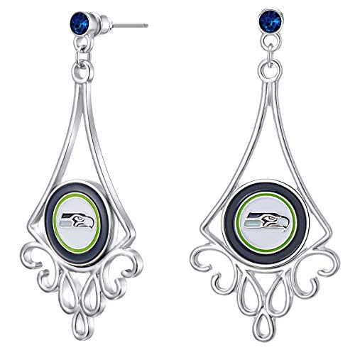 NFL Seattle Seahawks Diamond Floral Post Earrings