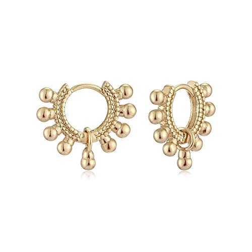 LOYATA Ball Earrings Gold Dangle Huggie Hoop Duo Beaded Drop 14K Gold Filled Dainty Small Simple Hypoallergenic Jewelry Gift for Women