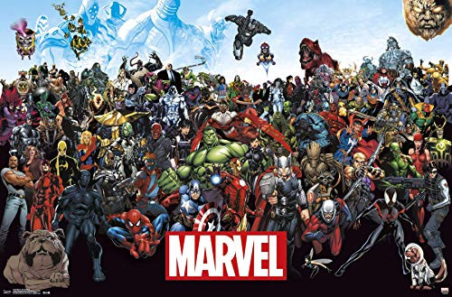 Trends International Comics-The Marvel Lineup Wall Poster 22.375 inch x 34 inch Poster  and  Mount Bundle
