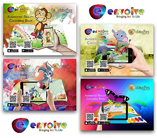 Animation in Augmented Reality Coloring Books for Kids - the New Interactive 4-Pack, 3D Coloring with Animation, AR/VR App Included