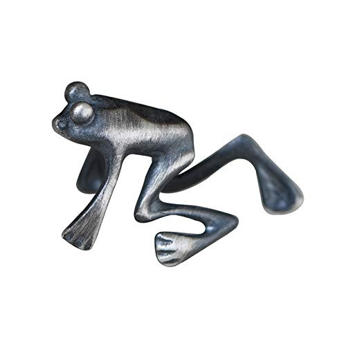 1 Pcs 925 Sterling Silver Frog Ear Wrap Earrings No Piercing Vintage Ear Cuff Gothic Punk Ear Clip Valentines Birthday Jewelry Gift for Women Men Girls  Black-S925