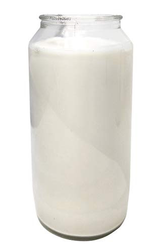 Hyoola 7 Day White Prayer Candle in Glass Jar- 1 Pack - Memory Candle for Religious Memorial Vigil and Emergency - 100 percent Vegetable Oil Wax