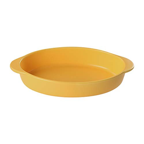 Yellow Small Ceramics Rectangular Baking Dishes with Handle for Oven Ceramic Baking Pan Lasagna Casserole Pan Individual Bakeware -One person serving